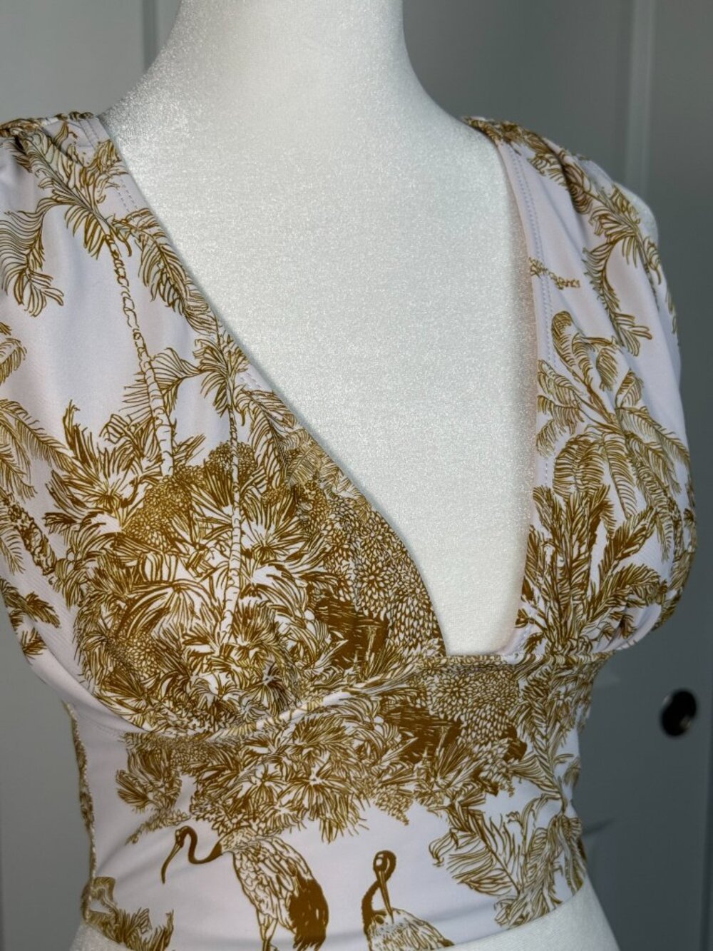 GEODE SWIMWEAR Rio Tankini Top , Size Small, Tan/white Print - Picture 9 of 14